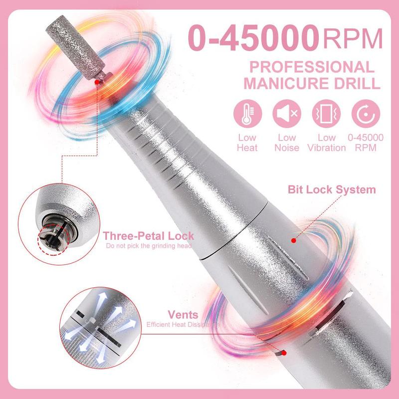 Electric Nail Drill Machine, 1 Box Professional Nail File Machine & Accessories, Portable Nail Care Tool for Polishing & Grinding