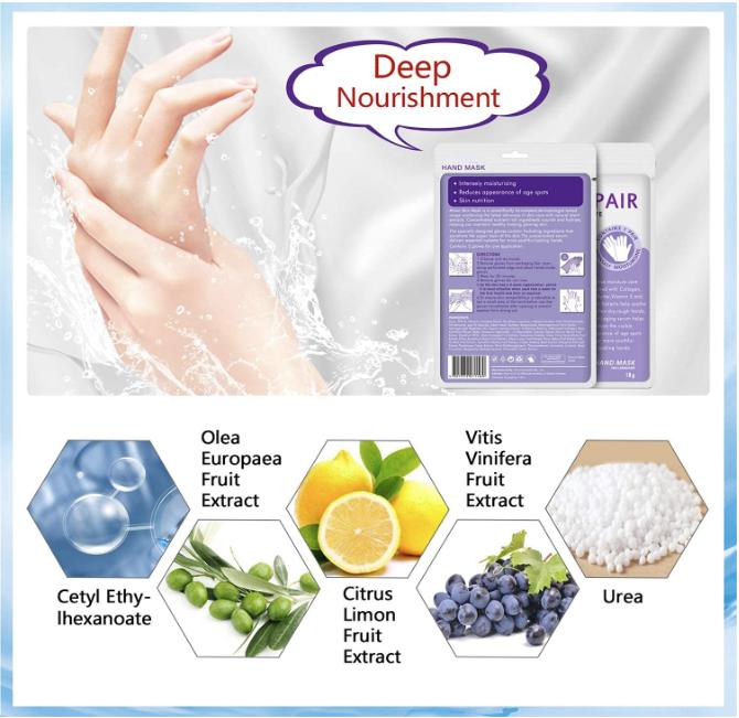 5Pairs Hands Moisturizing Gloves, Hand Skin Repair Renew Mask Infused Collagen, Vitamins + Natural Plant Extracts