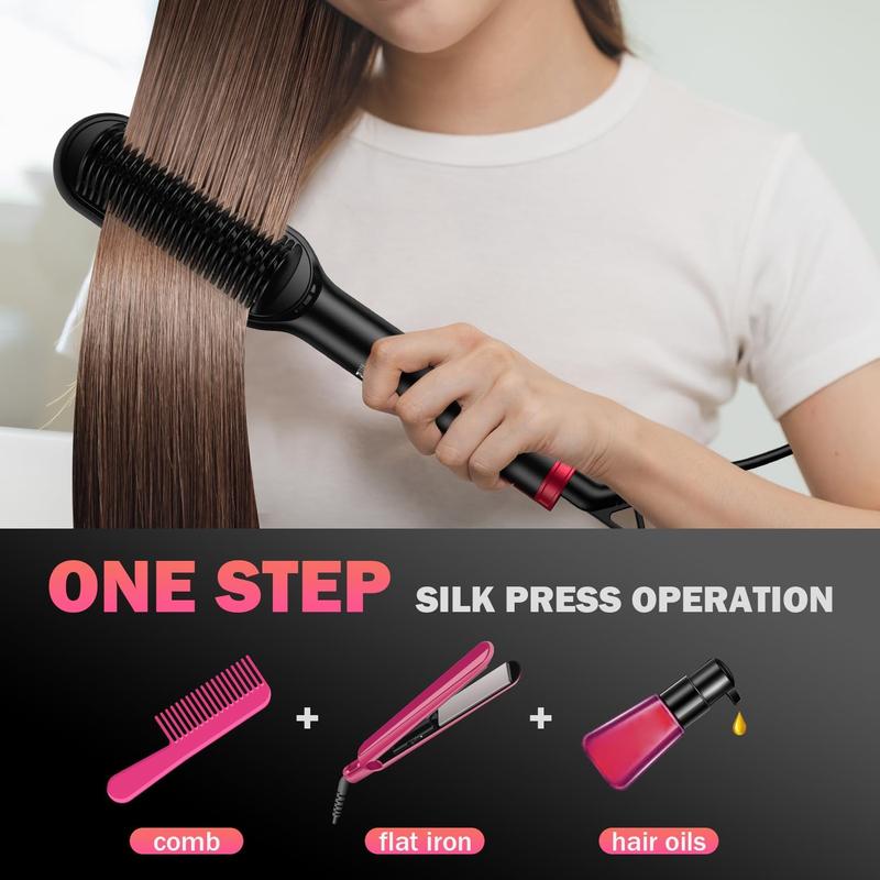 RING-Hair Straightener Comb Styling Tool for Frizz-Free Hair Curler Comfort Salon Hair waver with 50M Negative Ions, 13 Temp Settings & LED Display, Dual Voltage, Straightening Comb with Anti-Scald Design, Gifts for Women Adjustable Comfort straightener