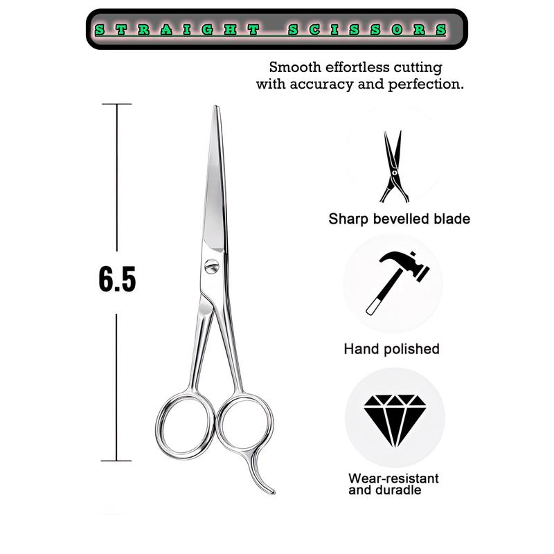 UM Supplies Hair Scissors 6.5 inches | Premium Shears For Hair Cutting | Professional Barber Scissors with smooth razor I Haircut Scissors For SalonIWomen Mens|kidsIPets (Silver) Haircare