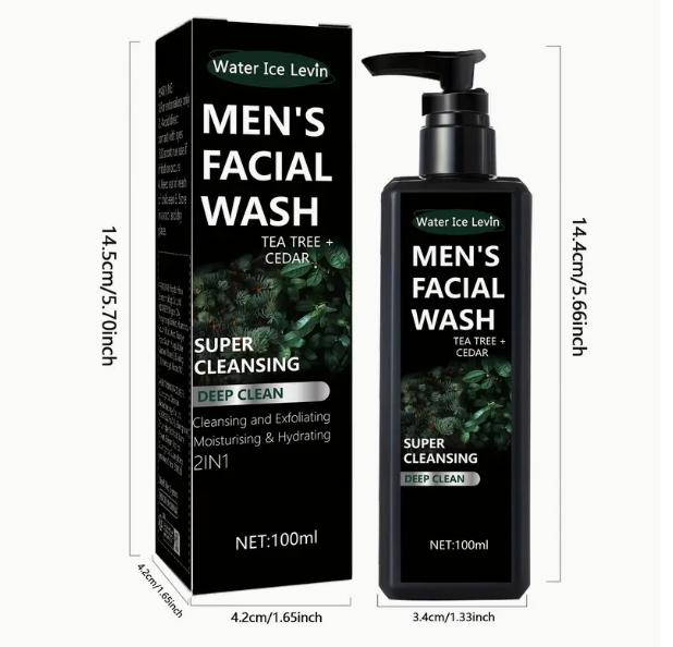 3.38oz Men's Facial Wash, Clearing, Refreshing, And Powerful Facial Cleanser For Exfoliating, Refreshing, Moisturizing, And Non Tense Men's 3-in-1 Facial Cleanser