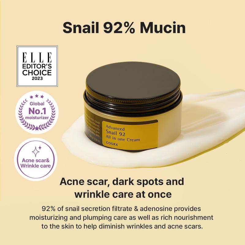 [COSRX OFFICIAL] Advanced Snail 92 All In One Cream (Tube, 50g) | 92% Snail Mucin, Redness Care, Soothing, Nourishing, Relieving snail slime