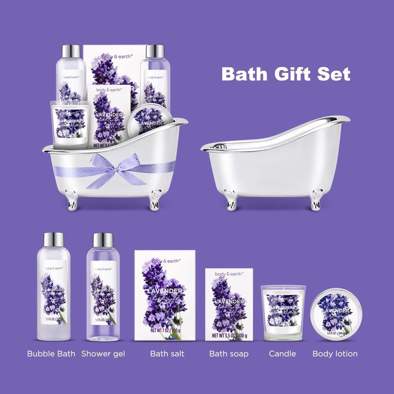 Gift Set for Women  Gifts for Women Lavender Baskets For Women Bath Sets for Women Gift with Bubble Bath Body Lotion Scented Candle Christmas Gifts