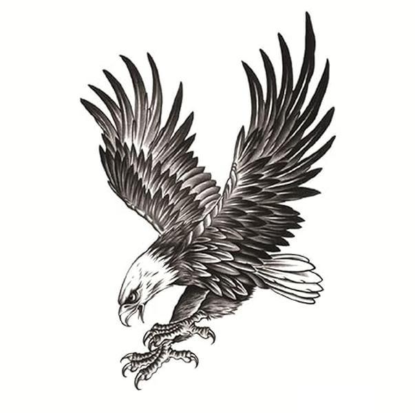 2 Pcs Eagle Tattoo Sticker Waterproof Temporary Tattoo Body Sexy Art Sticker Sweat Proof Men and Women (Black)