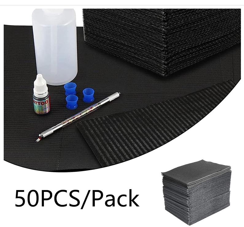 Nail Table Mats Disposable Nail Art Paper Towels, 50PCS Black Waterproof 3 Ply Nail Art Paper 13