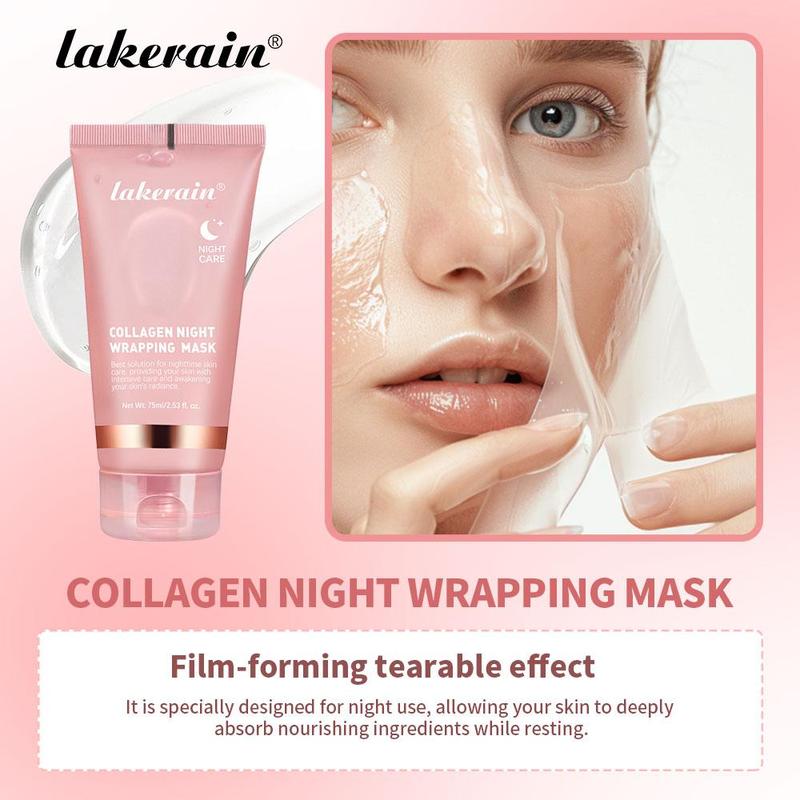 Collagen Overnight Mask with Brush, Moisturizing & Firming Facial Mask, Hydrating Facial Skin Care Product for Women & Men