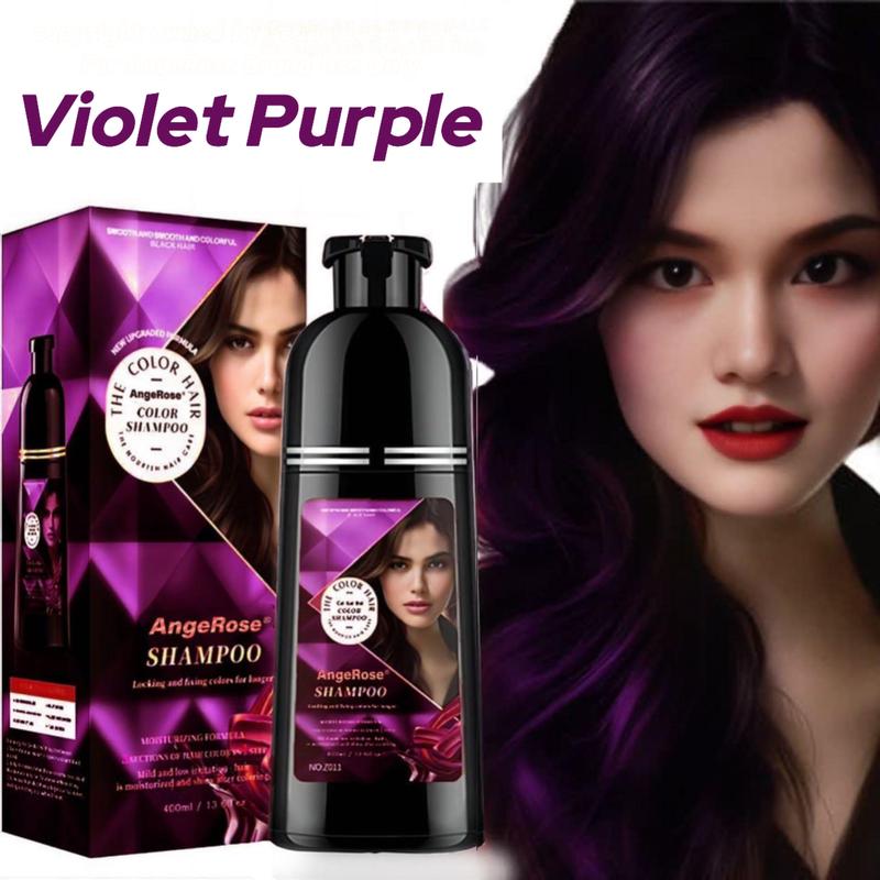 AngeRose Upgraded Formula Hair Color Shampoo – New Packaging, Instant Grey Coverage, Available in Wine Red, Chestnut Brown, Nature Black and Purple, Perfect Gift for Women & Men, Gentle Hair Dye Salon Haircare