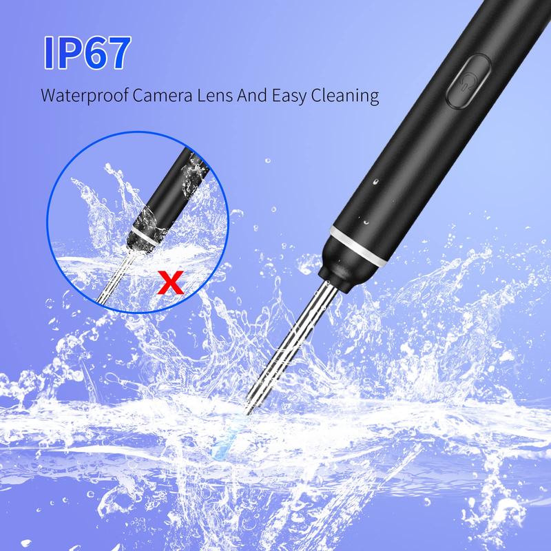 Ear Wax Removal Tool, Ear Cleaner with 1920P HD Camera, Earwax Remover with 8 Pcs Ear Set, Otoscope with 6 LED Lights,Kits for iPhone, iPad, Android Phones Black