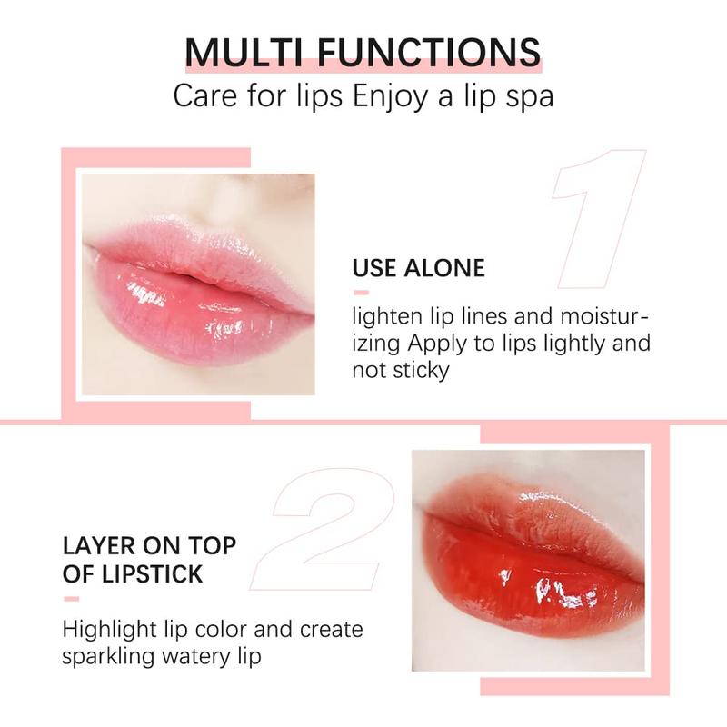 Hydrating Lip Glow Oil, Lip Oil Gloss Transparent Toot Tinted Nourishing Long Lasting Repairing Lightening Lip Lines (CLEAR) 0.2 OZ Glossy Moisturizing