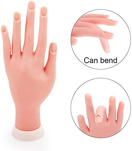 Practice Hand for  Nails, Mannequin Hands for Nails Practice,   Hand Manicure, Flexible Bendable  Hand with 100 count  Tips,Painting Pen, Clay and  Rhinestones