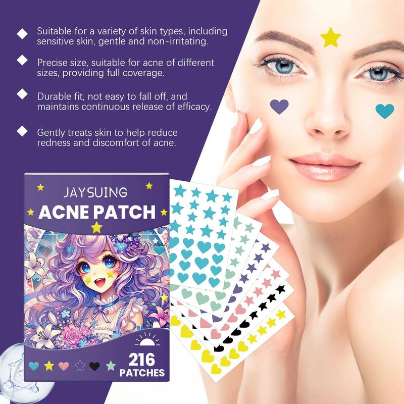 Acne Patch, 1 Box Star & Heart Pattern Facial Skin Care Sticker, Facial Flaw Patch, Facial Skin Care Tool for Women & Girls