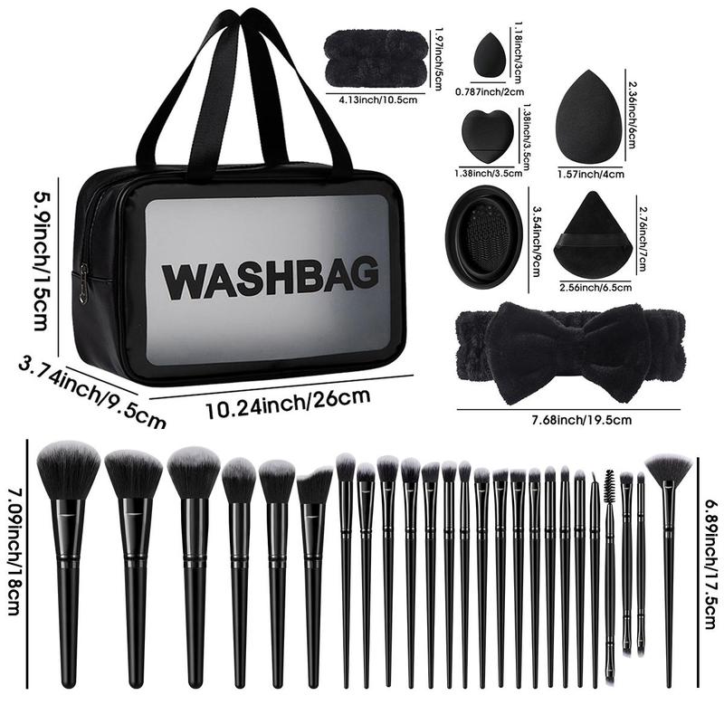 Makeup Tool Set, 46pcs set Makeup Brushes & Sponge & Powder Puff & Brush Cleaning Tool & Bag & Hair Band & Bowl, Professional Makeup Tools for Women