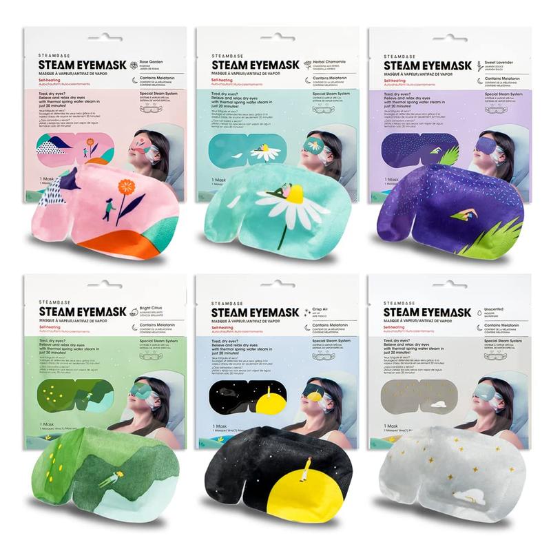 Steam Eye Mask 6 Packs for Dry Eyes and Puffiness Helping Sleep with Melatonin Steam Moisture Self Inflate Heated from Korea Chamomile Fragrance