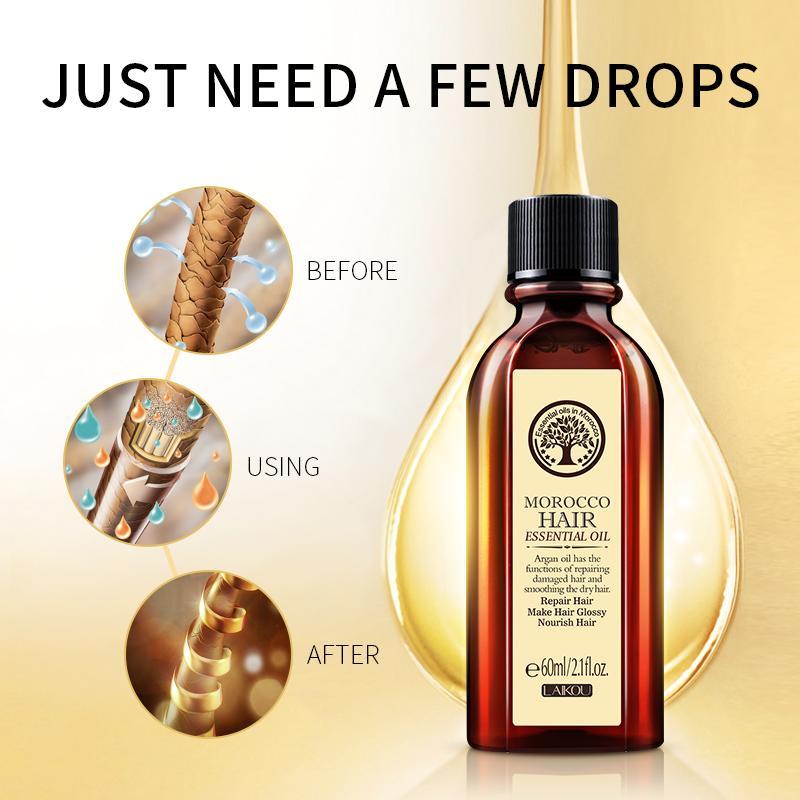 Hair Treatment Oil, Moroccan Argan Essential Oil For Smoothing & Shining Hair, Hair Care & Styling Product For Women, Christmas Gift