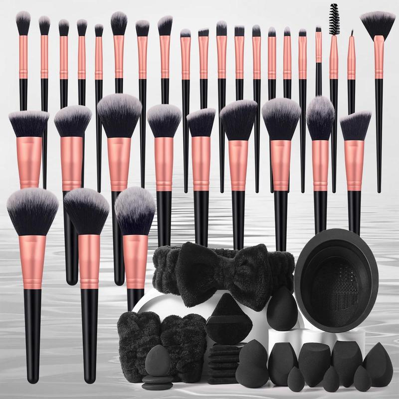 Makeup Tool Set, 54pcs set Makeup Brush & Sponge & Powder Puff & Brush Cleaning Tool & Hairband & Wristband, Professional Makeup Tools for Women, Christmas Gift