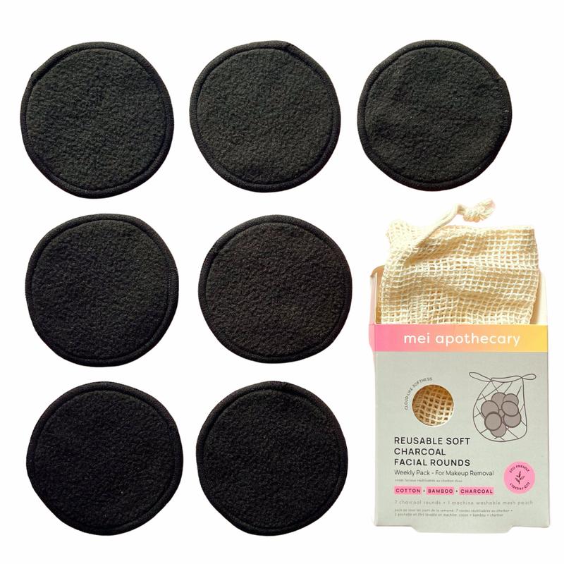 Reusable Charcoal Soft Facial Rounds for Makeup Removal - 7pk