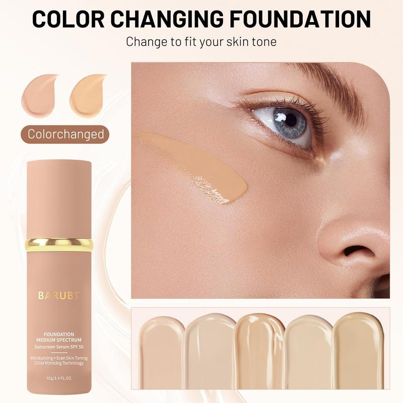 4 in 1 foundation Liquid- Medium Full Coverage Concealer, Waterproof and Sweatproof, SPF 50+, Suitable for All Skin Types (2PCS)