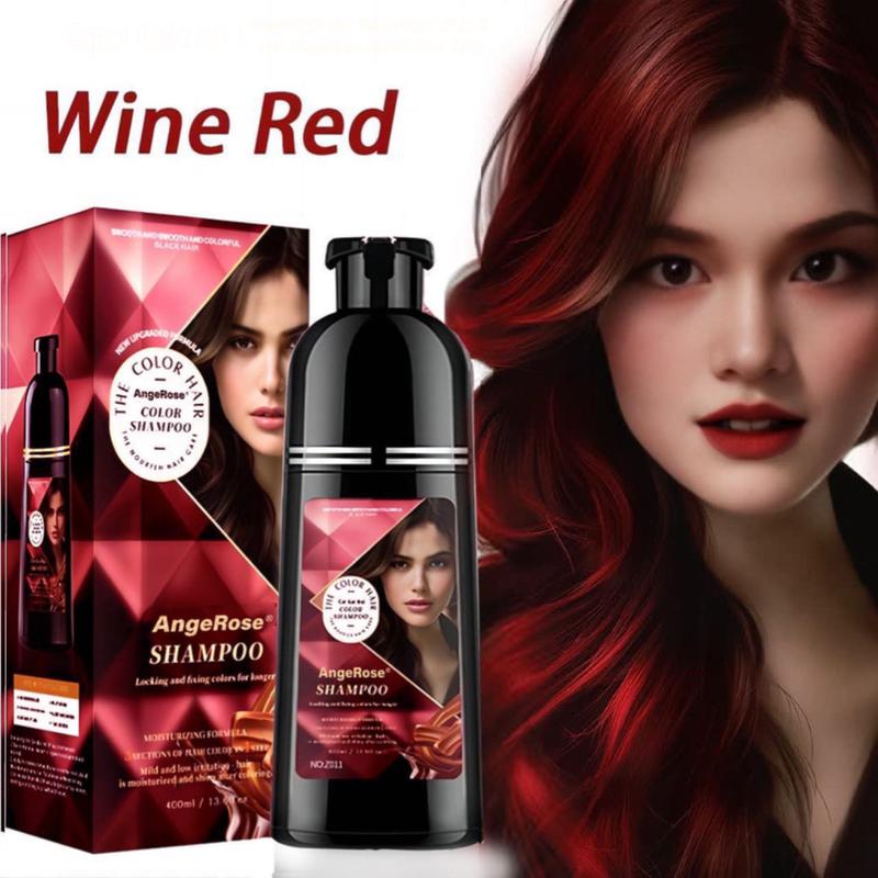 AngeRose Upgraded Formula Hair Color Shampoo – New Packaging, Instant Grey Coverage, Available in Wine Red, Chestnut Brown, Nature Black and Purple, Perfect Gift for Women & Men, Gentle Hair Dye Salon Haircare