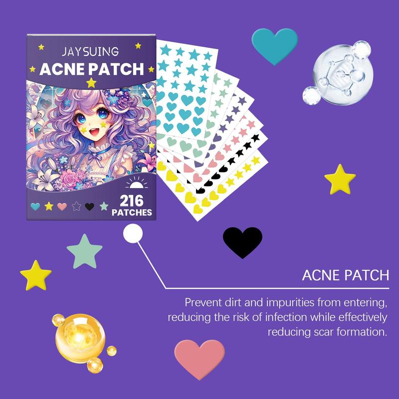 Acne Patch, 1 Box Star & Heart Pattern Facial Skin Care Sticker, Facial Flaw Patch, Facial Skin Care Tool for Women & Girls