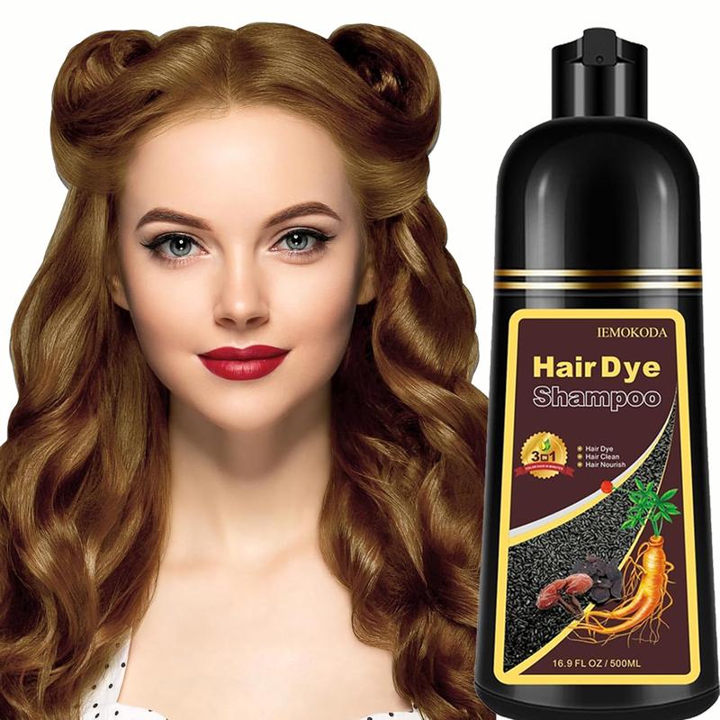 Hair Dye Shampoo 3 in 1, Herbal Shampoo Hair Dye for Women Men, Grey Coverage Shampoo 500ml Haircare