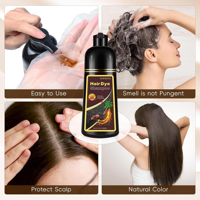 Hair Dye Shampoo 3 in 1, Herbal Shampoo Hair Dye for Women Men, Grey Coverage Shampoo 500ml Haircare