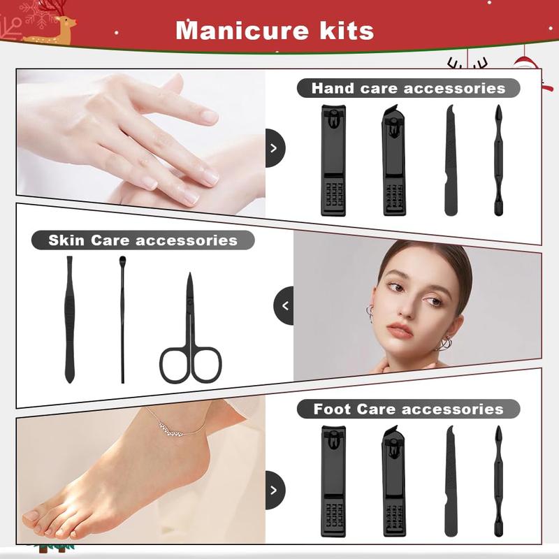 Manicure Kit Christmas Stocking Stuffers - Manicure Set, Nail Clippers Kit, 7 Packs Manicure and Pedicure Kit, Sliver Nail Care Kit Christmas Gifts For Men Dad Husband Boyfriend Father Women Mom Lightweight Aesthetic