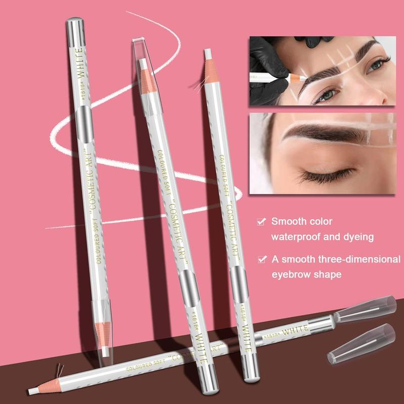 Makeup And Microblading Supplies Kit-Permanent Eye Brow Liners For Marking In 5 Colors Waterproof Eyebrow Pencils Peel (white)