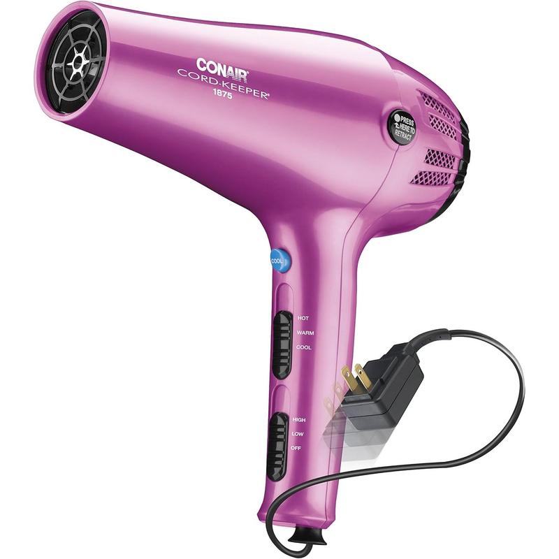 Hair Dryer with Retractable Cord, 1875W Cord Protector Hair Dryer, Pink