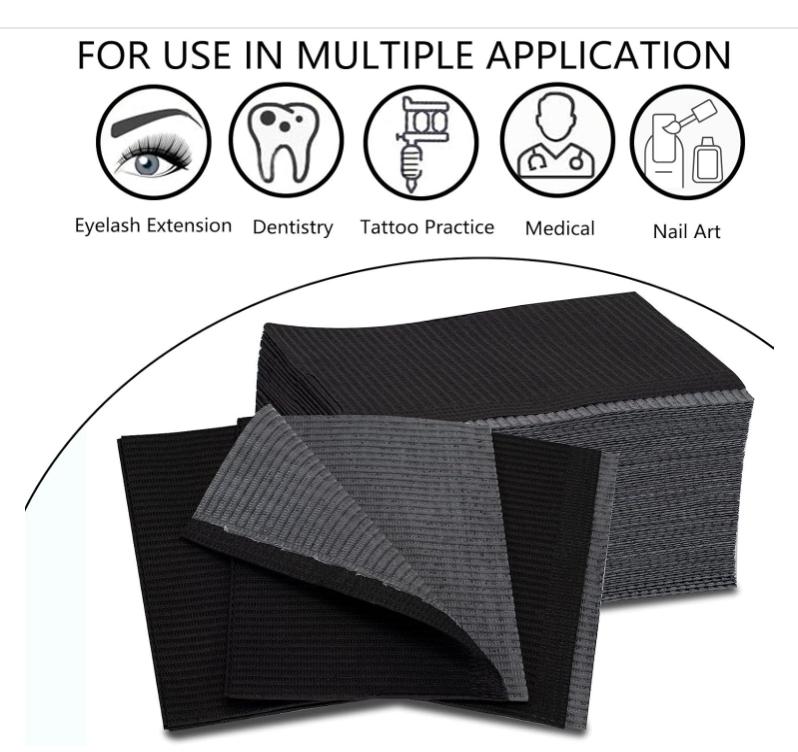 Nail Table Mats Disposable Nail Art Paper Towels, 50PCS Black Waterproof 3 Ply Nail Art Paper 13