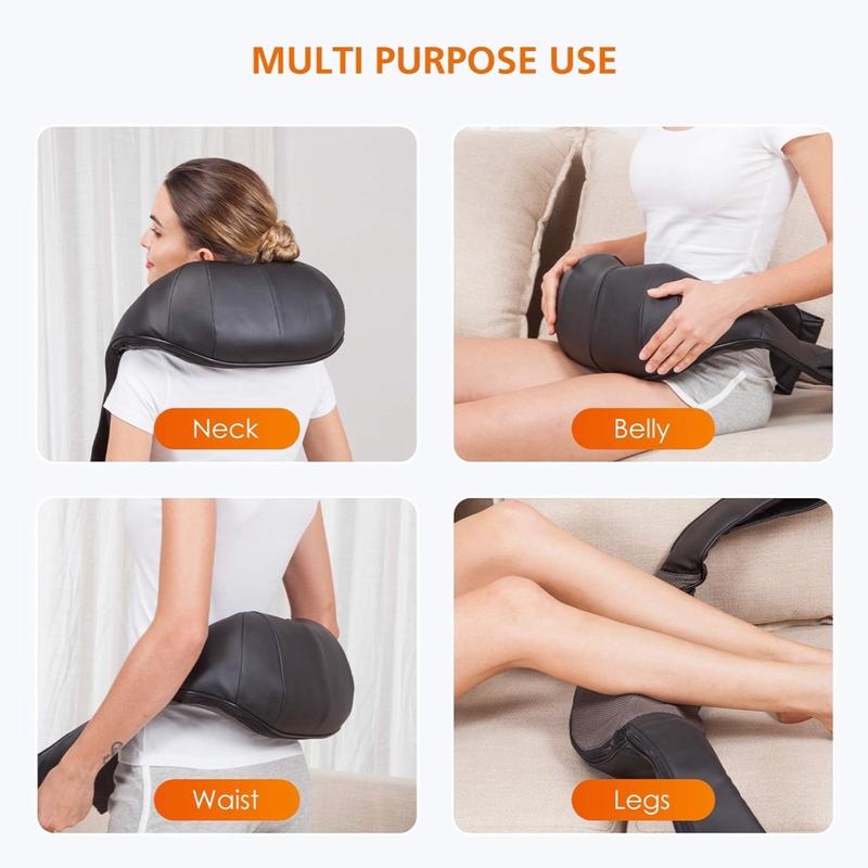 Adjustable Deep Tissue 3D Kneading Massage Pillow for Shoulder, Legs, Foot and Body - Durable and Soft Materials