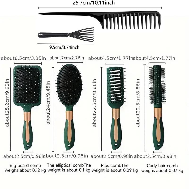 Professional Hair Brush Set, 6 Counts set Wet & Dry Hair Cushion Comb Set, Tangle-free Hair Brush, Hair Styling Tools for Men & Women