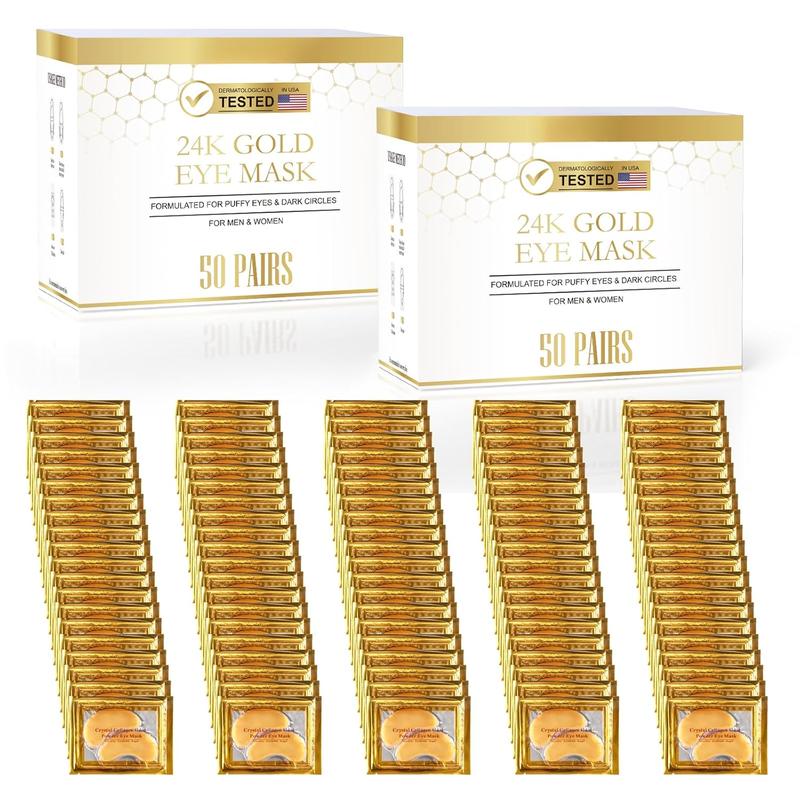 Under Eye Patches (50 Pairs) - 24K Gold Eye Patches for Puffy Eyes, Dark Circles, Eye Bags and Wrinkles, Collagen Skin Care Products, Beauty & Personal Care Comfort