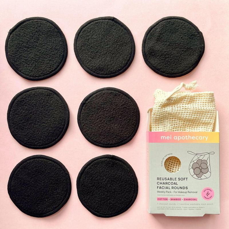 Reusable Charcoal Soft Facial Rounds for Makeup Removal - 7pk