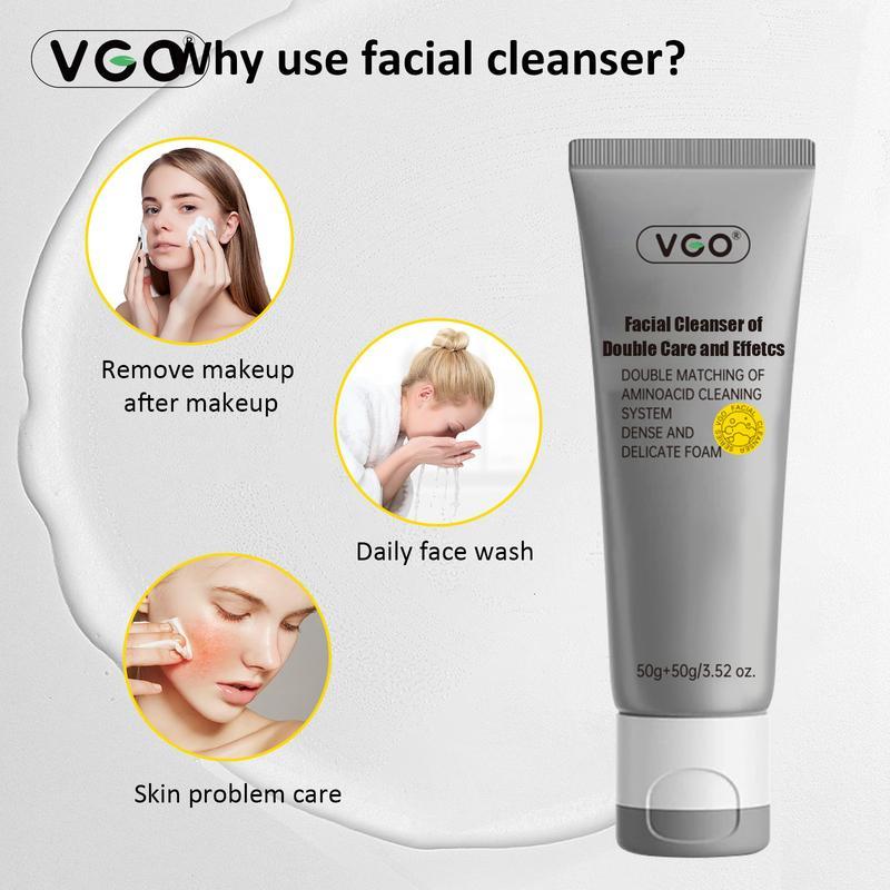 VGO-Essence Face Cream and Repairing Set Skincare -Moisture Skin Repair Hydrating Cleansing Hydrate Comfort Cleanser Facial Cleanser of Double Care and Effets 50g All types of skins Cleanse and moisturize-A Cleansing Skincare Gentle Charcoal