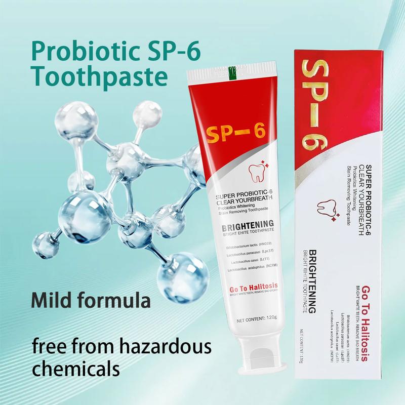 (2 counts only 9.98) SP-6 Toothpaste Remove smoke stains, Oral Health Management,Fresh Breath,Probiotic Toothpaste for Oral Health Management, with Sodium Saccharin and Lactobacillus,Hydroxyapatite, Whitening Toothpaste