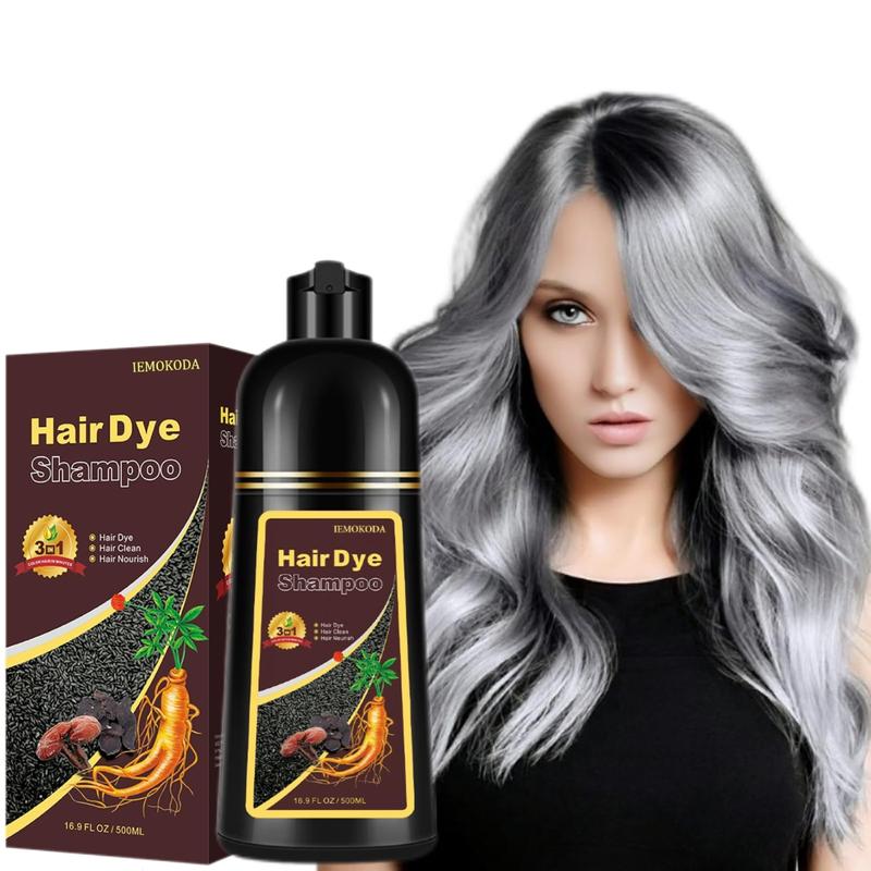 Instant 3-in-1 Silver Gray Hair Color Shampoo, 16.9 Fl Oz, Long Lasting,Unscented,Natural Hair Dye Shampoo for Women Men,Haircare