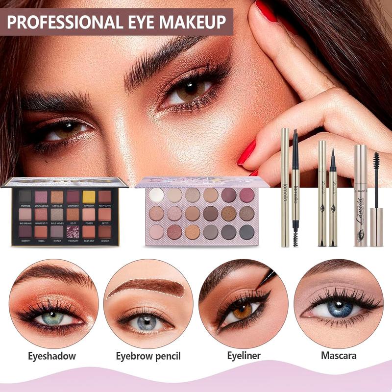 All in One Makeup Kit for Women Full Kit, Makeup Gift Set for Women & , Travel Makeup Set, Professional Makeup Kit Includes Eyeshadow Lipstick Brow Pencil Eyeliner Brush Set Etc