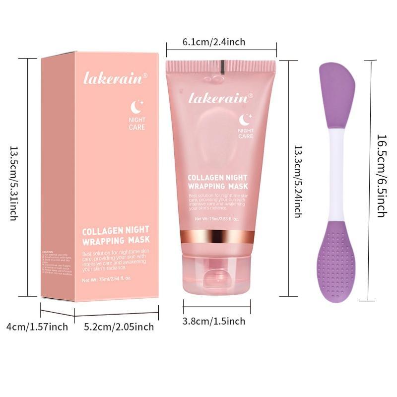 Collagen Overnight Mask with Brush, Moisturizing & Firming Facial Mask, Hydrating Facial Skin Care Product for Women & Men