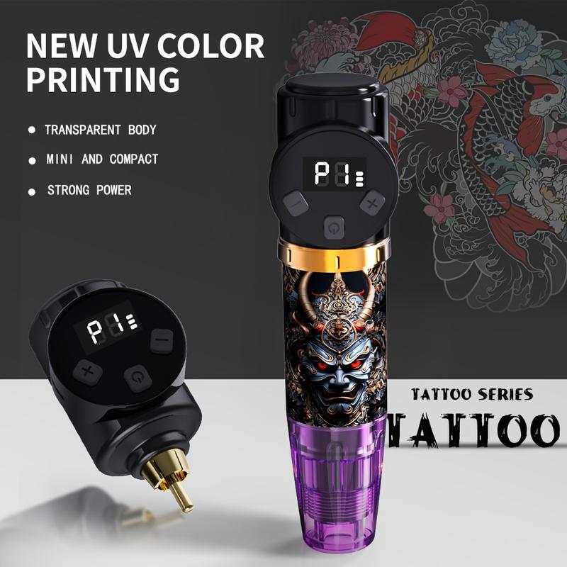 Esky-US Christmas gift Wireless Tattoo Gun Kit, UV Cool Pattern Machine, Rotating Tattoo Pen Kit, Multi Functional 1500mAh Battery, Digital Screen Display, 20 Needles, 7 Inks, Complete Tattoo Gun Kit For Beginners And Tattoo Artists, Cosmetics