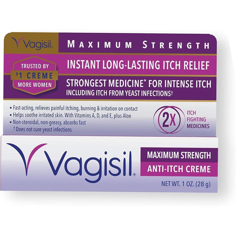 Maximum Strength Feminine Anti-Itch Cream with Benzocaine for Women, Helps Relieve Yeast Infection Irritation, Gynecologist Tested, 1 oz Comfort