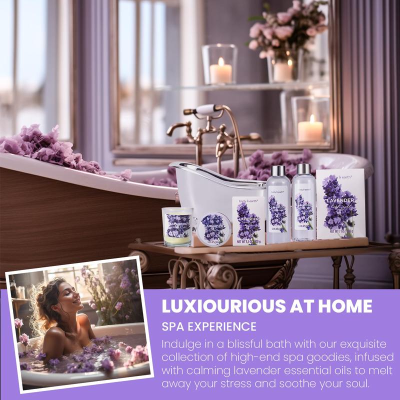 Gift Set for Women  Gifts for Women Lavender Baskets For Women Bath Sets for Women Gift with Bubble Bath Body Lotion Scented Candle Christmas Gifts