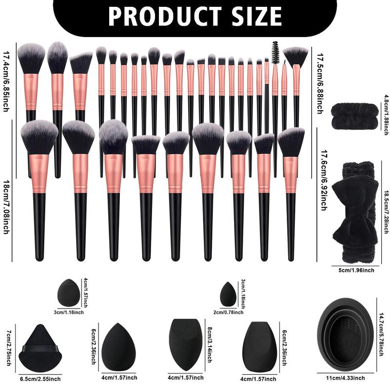 Makeup Tool Set, 54pcs set Makeup Brush & Sponge & Powder Puff & Brush Cleaning Tool & Hairband & Wristband, Professional Makeup Tools for Women, Christmas Gift