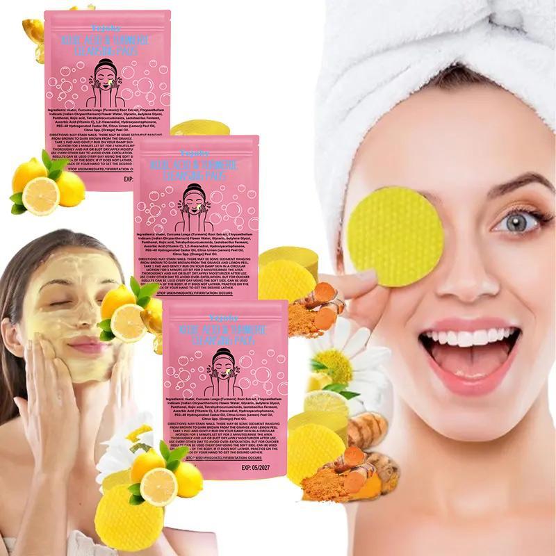 (New) 2024 Turmeric Cleansing Exfoliating Pads Facial Cleansing Skincare, cleansing, skin care, cleansing Turmeric Comfort Cleanser Turmeric Kojic Acid Cleansing Exfoliating Pads Facial Cleansing   Foaming Skincare Organic Gentle Smooth Acrylic