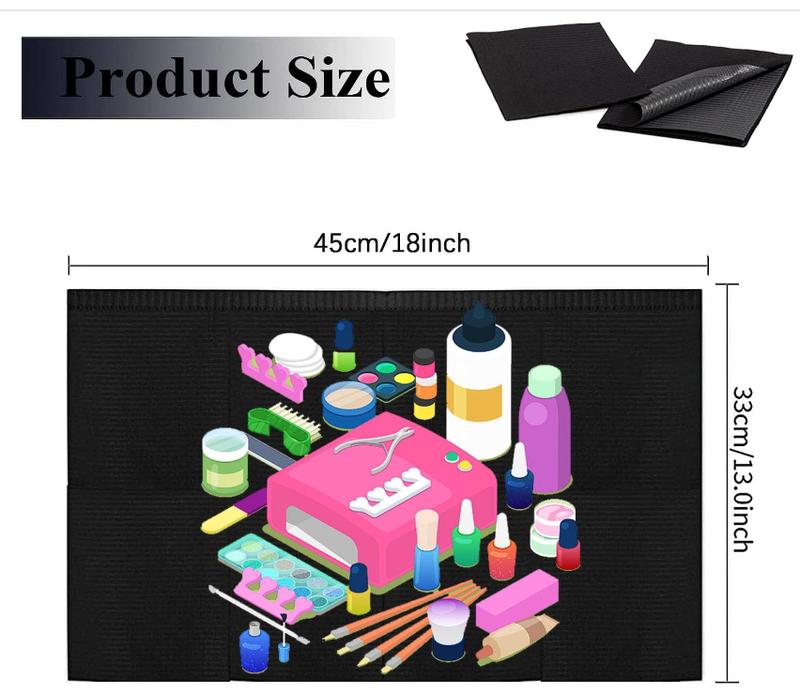 Nail Table Mats Disposable Nail Art Paper Towels, 50PCS Black Waterproof 3 Ply Nail Art Paper 13