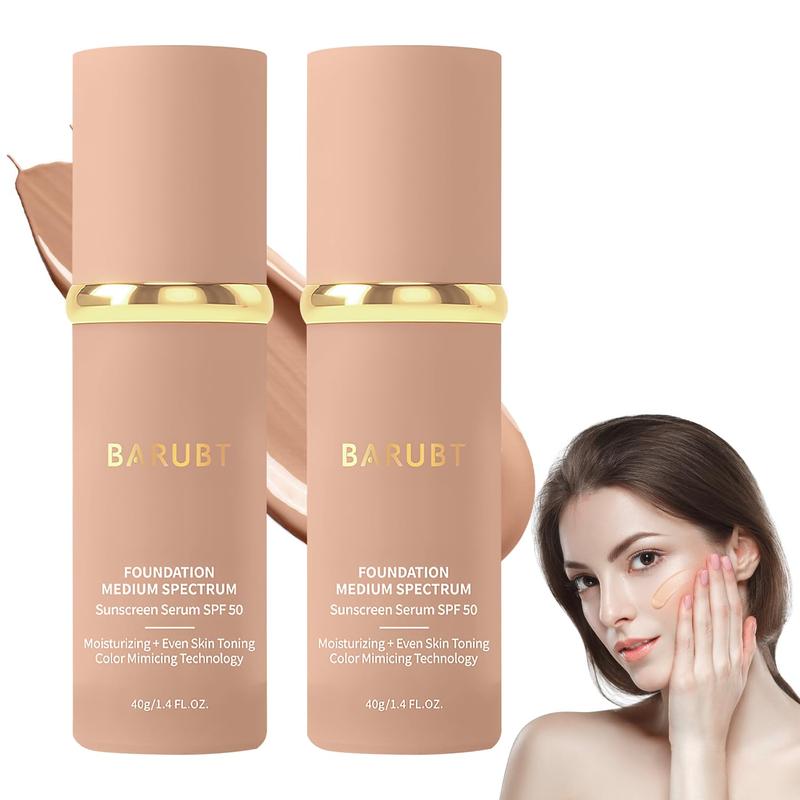 4 in 1 foundation Liquid- Medium Full Coverage Concealer, Waterproof and Sweatproof, SPF 50+, Suitable for All Skin Types (2PCS)