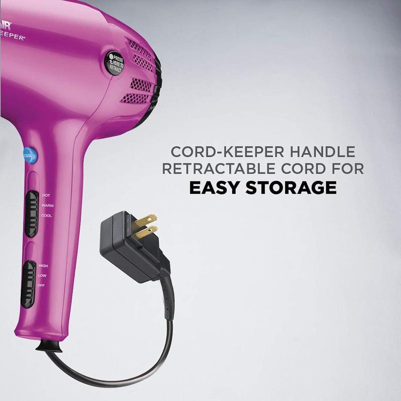 Hair Dryer with Retractable Cord, 1875W Cord Protector Hair Dryer, Pink