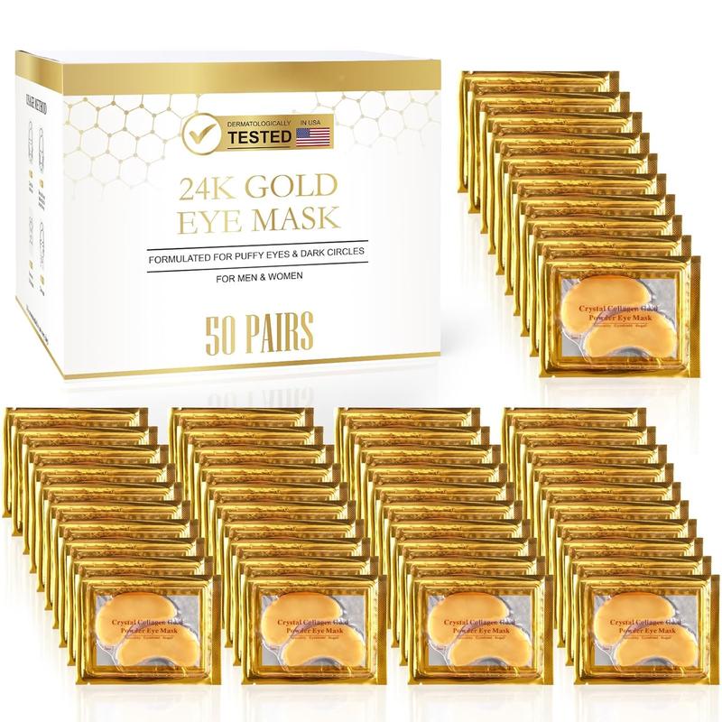 Under Eye Patches (50 Pairs) - 24K Gold Eye Patches for Puffy Eyes, Dark Circles, Eye Bags and Wrinkles, Collagen Skin Care Products, Beauty & Personal Care Comfort