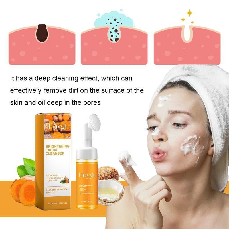 Turmeric Facial Cleanser, 1 2counts Set Gentle Moisturizing Facial Cleanser, Facial Skin Care Product for Daily Use, Oily Skin, Girls Bath Products