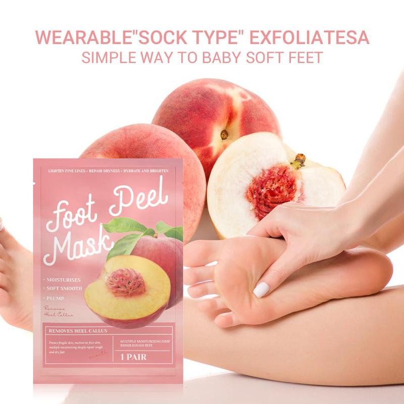 Peach Flavor Peeling Foot Mask, 3pcs set Exfoliating Foot Patch, Foot Care Product for Dry Cracked Skin