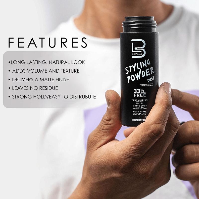 L3 Level 3 Styling Powder - Natural Look Mens Powder - Easy to Apply with No Oil or Greasy Residue Haircare Matte